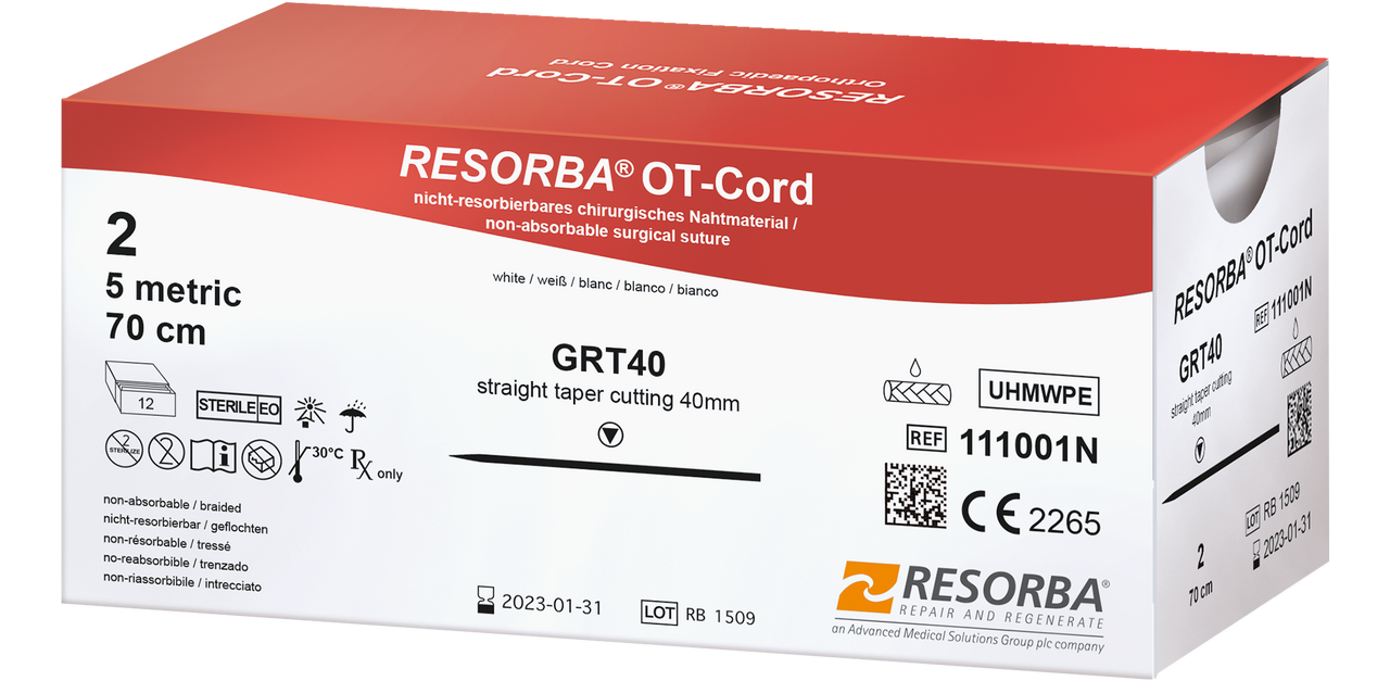 Ресорба OT-cord USP 0 білий, 90 см, колюч. голка з ріж.вістрям 25 мм, 1/2 кола